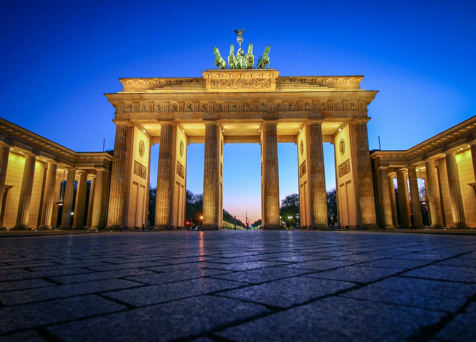 The Brandenburg Gate in Berlin at night